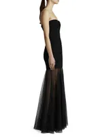 Ruched Tulle Body-Con Gown