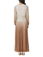 Alina Metallic Ombré Long-Sleeve Gown