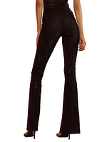 Crystal Mesh Pull-On Flare Pants