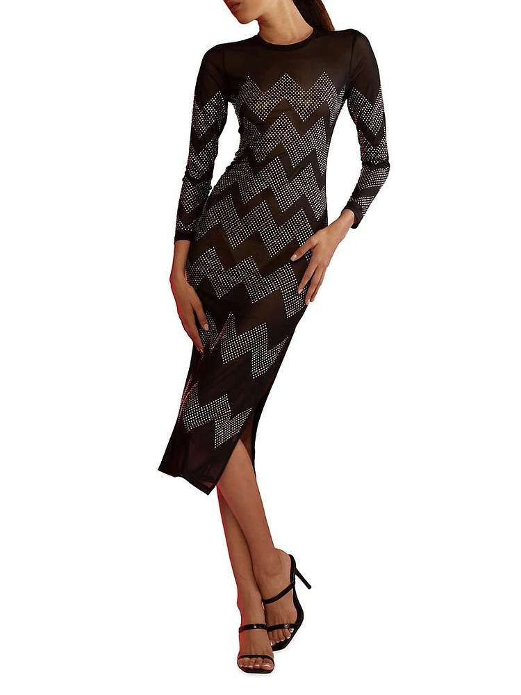 Crystal Mesh Midi Dress