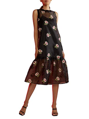 Floral Organza Midi-Dress