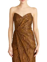 Marcy Foiled Strapless Midi-Dress