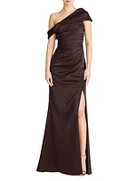 Celia Satin One-Shoulder Gown