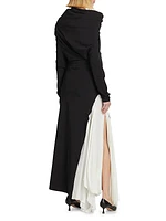 Pleated Asymmetric Gown