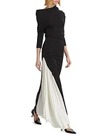 Pleated Asymmetric Gown