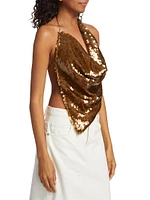 Open Back Sequin Cowl Neck Top