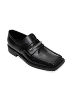 Square Toe Leather Loafers