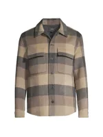 Splittable Plaid Wool-Blend Long-Sleeve Shirt