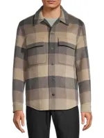 Splittable Plaid Wool-Blend Long-Sleeve Shirt