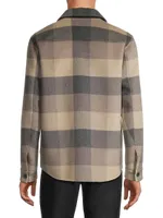 Splittable Plaid Wool-Blend Long-Sleeve Shirt