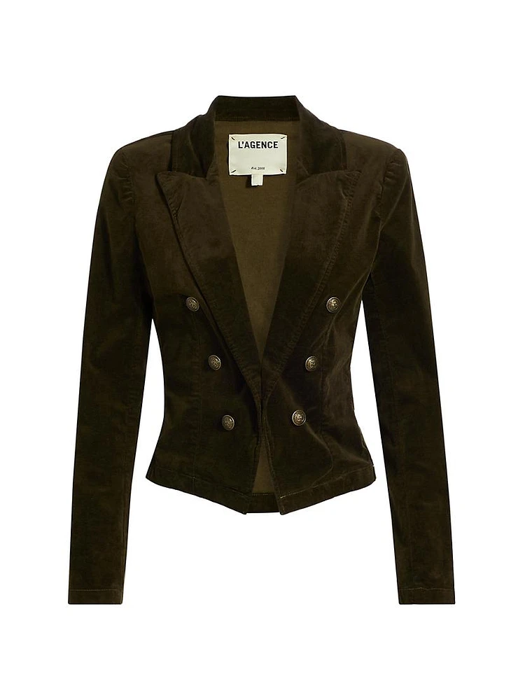 Wayne Velvet Cropped Double-Breasted Jacket