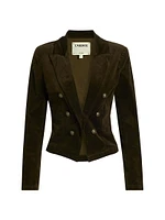 Wayne Velvet Cropped Double-Breasted Jacket