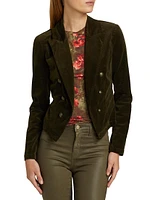 Wayne Velvet Cropped Double-Breasted Jacket