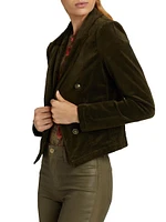 Wayne Velvet Cropped Double-Breasted Jacket