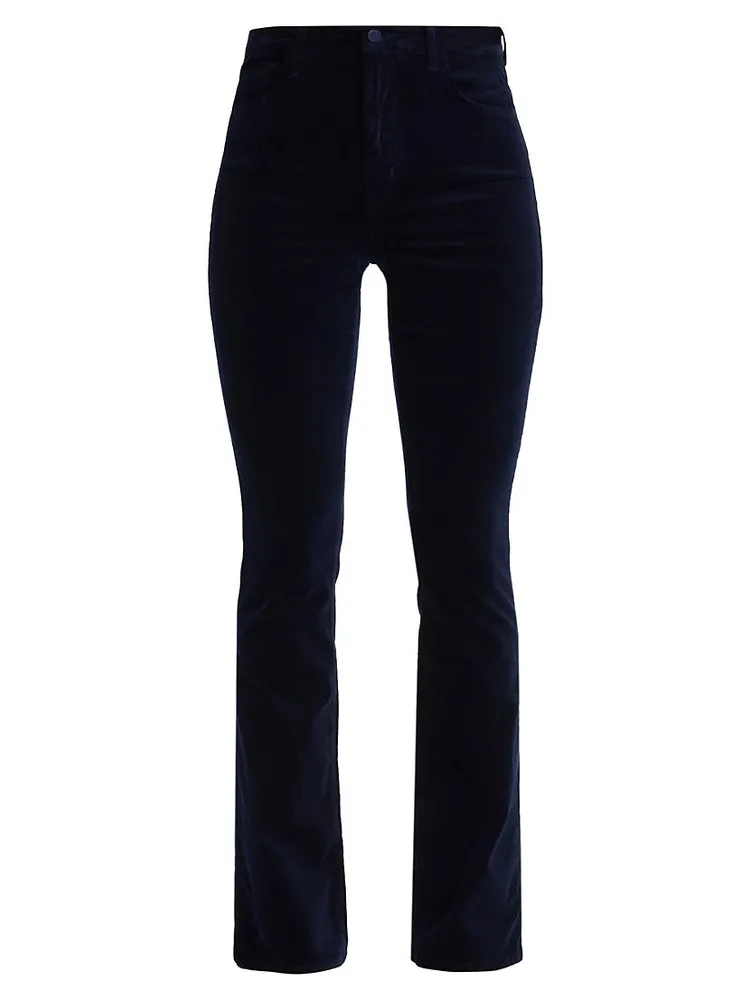 Stevie Velvet High-Rise Boot-Cut Pants