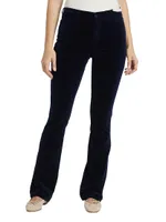 Stevie Velvet High-Rise Boot-Cut Pants