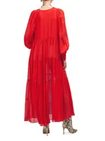 Charlie Peasant Inspired Silk Maxi Dress