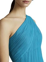 One-Shoulder Tulle Midi-Dress