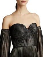 Pleated Off-The-Shoulder Gown