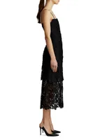 Tiered Guipure Lace Midi-Dress