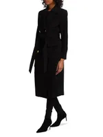Olina Wool-Blend Belted Long Coat