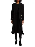 Olina Wool-Blend Belted Long Coat