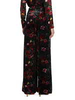 Pilar Floral Velvet Wide-Leg Pants