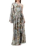 Amida Floral Silk-Blend One-Shoulder Maxi Dress