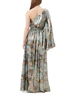 Amida Floral Silk-Blend One-Shoulder Maxi Dress