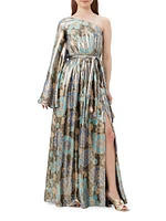 Amida Floral Silk-Blend One-Shoulder Maxi Dress