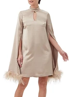 Hiromi 2 Feather-Trim Split-Sleeve Dress