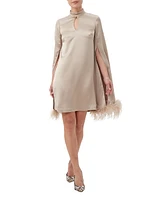 Hiromi 2 Feather-Trim Split-Sleeve Dress