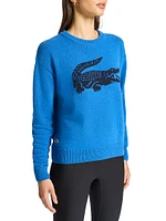 Lacoste x Bandier Croc Cashmere-Wool Sweater