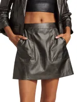 Jaycie Metallic Faux Leather Miniskirt