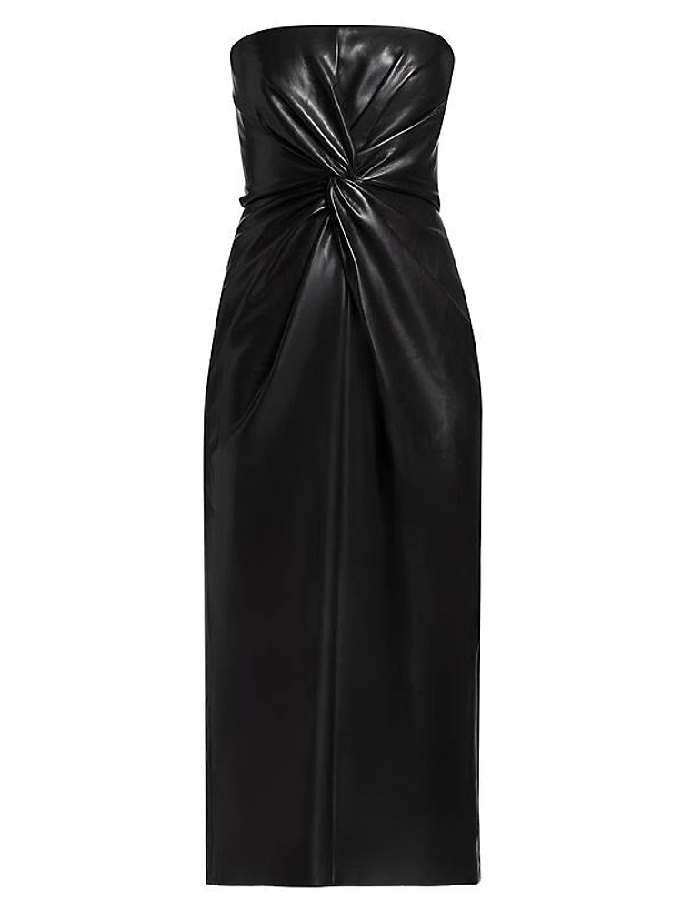 Mckenna Faux Leather Strapless Midi-Dress