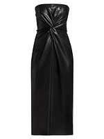 Mckenna Faux Leather Strapless Midi-Dress