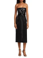 Mckenna Faux Leather Strapless Midi-Dress