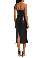 Mckenna Faux Leather Strapless Midi-Dress