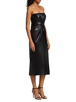 Mckenna Faux Leather Strapless Midi-Dress