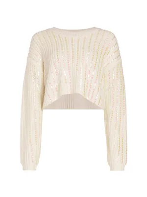 Phoebe Sequin-Embellished Cropped Sweater