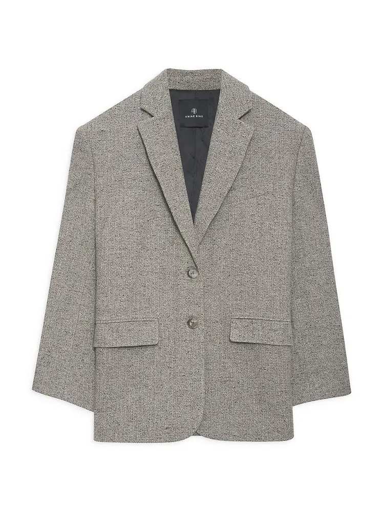 Quinn Herringbone Wool-Blend Single-Breasted Blazer