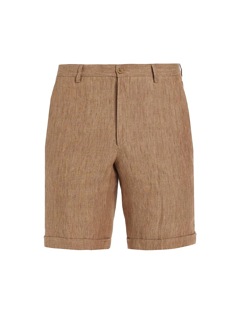 COLLECTION Linen Flat-Front Shorts