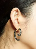 Noir Luna 12K Gold-Plated Crystal Wraparound Earrings