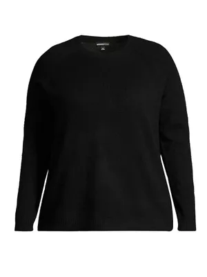 Plus Shrunken Cashmere Crewneck Sweater