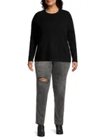 Plus Shrunken Cashmere Crewneck Sweater