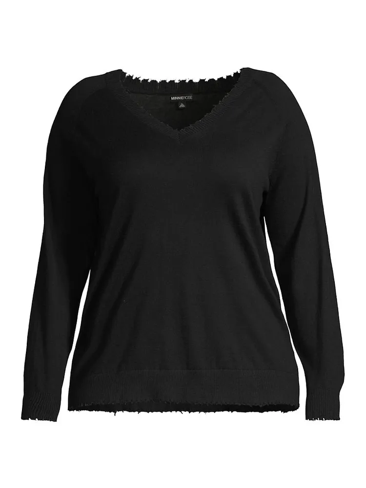 Cotton-Blend V-Neck Sweater