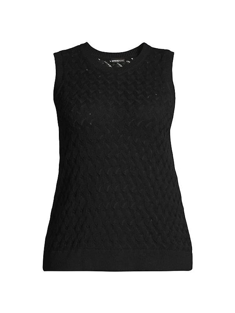 Cotton-Blend Pointelle-Knit Tank