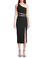 Nolita Mesh One-Shoulder Midi-Dress