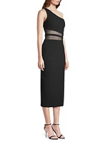 Nolita Mesh One-Shoulder Midi-Dress