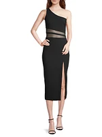 Nolita Mesh One-Shoulder Midi-Dress